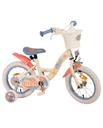 Disney Stitch Kinderfahrrad - Mädchen - 14 Zoll - Creme Koralle Blau [CLONE]