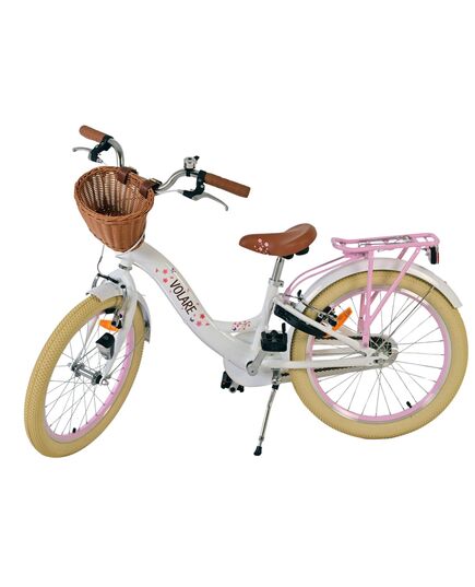 Volare Blossom Kinderfahrrad - Mädchen - 20 Zoll - Weiß - Zwei Handbremsen