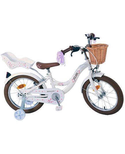 Volare Blossom Kinderfahrrad - Mädchen - 16 Zoll - Weiß - Zweihandbremsen