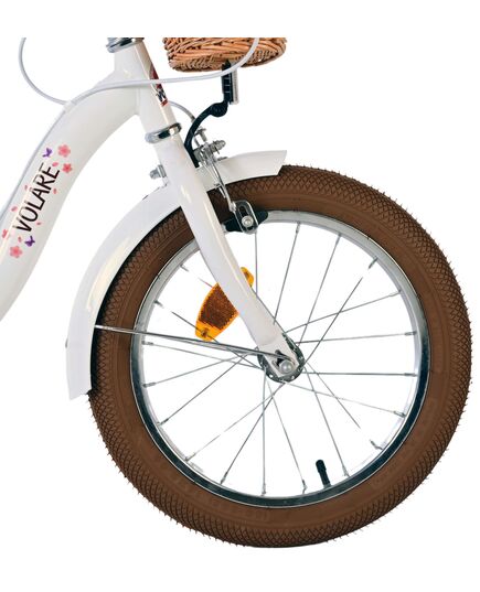 Volare Blossom Kinderfahrrad - Mädchen - 16 Zoll - Weiß - Zweihandbremsen