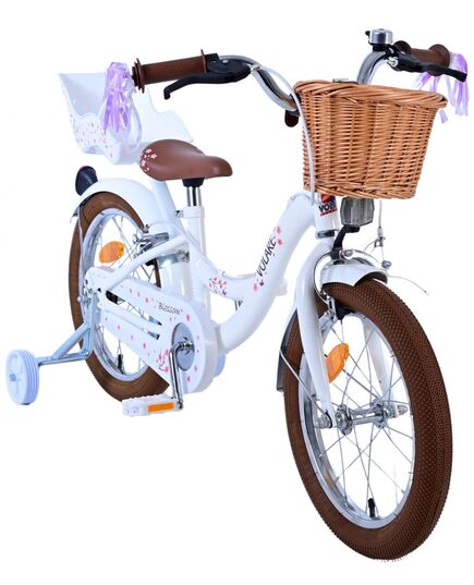 Volare Blossom Kinderfahrrad - Mädchen - 16 Zoll - Weiß - Zweihandbremsen