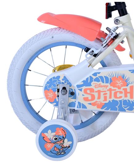 Disney Stitch Kinderfahrrad - Mädchen - 14 Zoll - Creme Koralle Blau - Zweihandbremsen [CLONE]