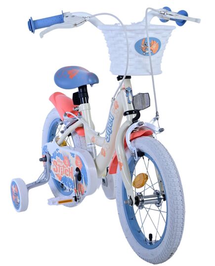 Disney Stitch Kinderfahrrad - Mädchen - 14 Zoll - Creme Koralle Blau - Zweihandbremsen [CLONE]