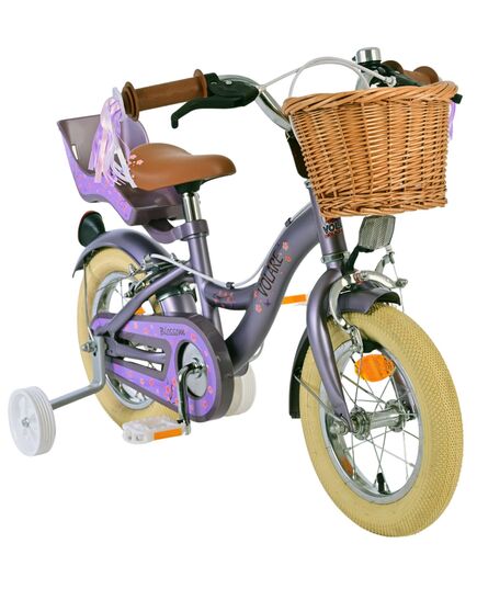 Volare Blossom Kinderfahrrad - Mädchen - 12 Zoll - Lila - Zwei Handbremsen