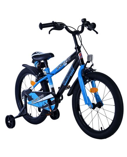 Volare Sportivo Kinderfahrrad - Jungen - 18 Zoll - Blau Schwarz - Zwei Handbremsen