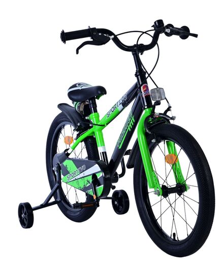 Volare Sportivo Kinderfahrrad - Jungen - 18 Zoll - Grün Schwarz - Zwei Handbremsen
