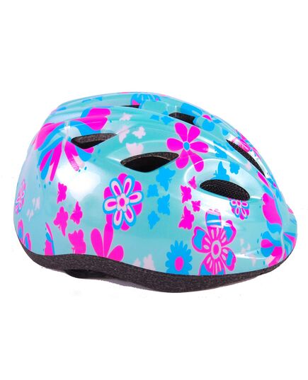 Volare Kinderfahrradhelm Grün Rosa Blumen XS 47-51 cm extra kleines Modell