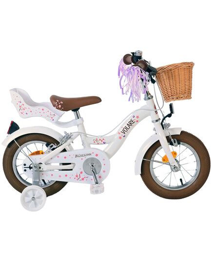 Volare Blossom Kinderfahrrad - Mädchen - 12 Zoll - Weiß - Zweihandbremsen