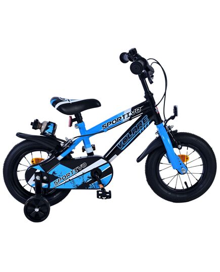 Volare Sportivo Kinderfahrrad – Jungen – 12 Zoll – Blau Schwarz – Zwei Handbremsen