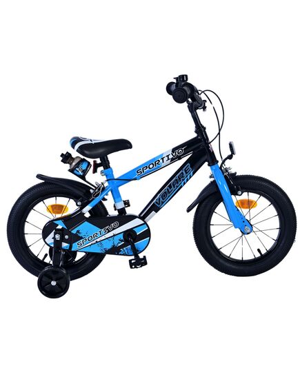 Volare Sportivo Kinderfahrrad – Jungen – 14 Zoll – Blau Schwarz – Zwei Handbremsen