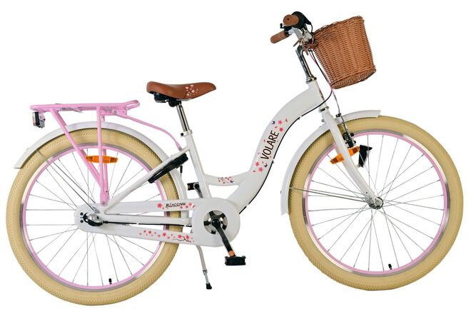 Volare Blossom Kinderfahrrad - Mädchen - 24 Zoll - Weiß - 3 Gänge