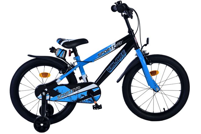 Volare Sportivo Kinderfahrrad - Jungen - 18 Zoll - Blau Schwarz - Zwei Handbremsen