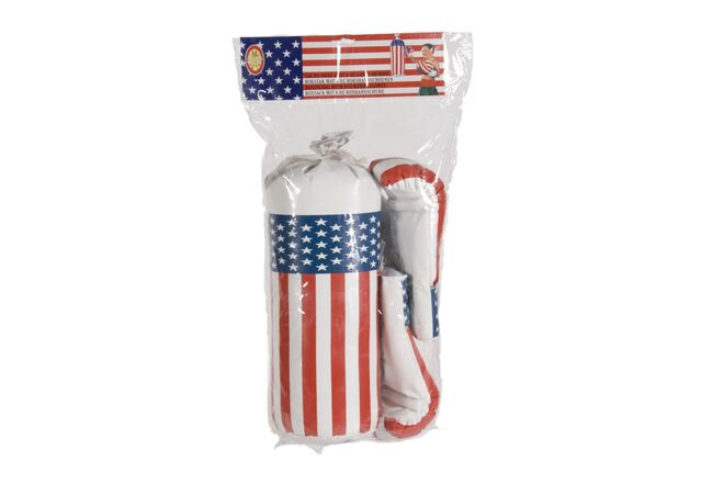 E&L Sports - Punching Bag Set - PU - White Red Blue