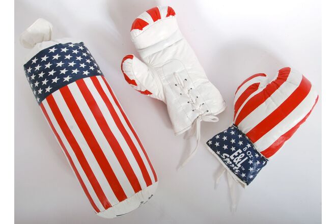 E&L Sports - Punching Bag Set - PU - White Red Blue