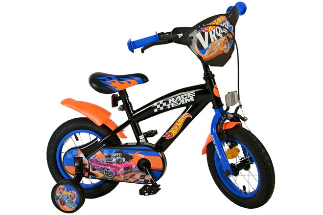 Hot Wheels Kinderfiets - Jongens - 12 inch - Zwart Oranje Blauw - Twee handremmen