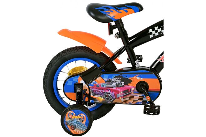 Hot Wheels Kinderfiets - Jongens - 12 inch - Zwart Oranje Blauw - Twee handremmen