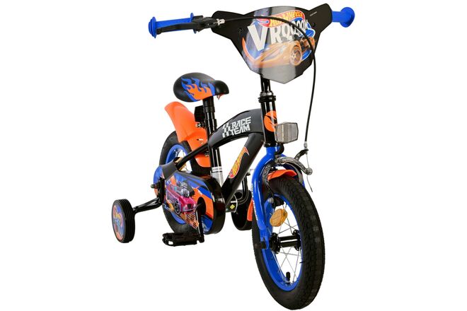 Hot Wheels Kinderfiets - Jongens - 12 inch - Zwart Oranje Blauw - Twee handremmen