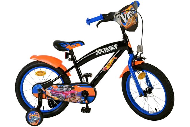 Hot Wheels Kinderfiets - Jongens - 16 inch - Zwart Oranje Blauw - Twee handremmen