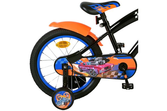 Hot Wheels Kinderfiets - Jongens - 16 inch - Zwart Oranje Blauw - Twee handremmen
