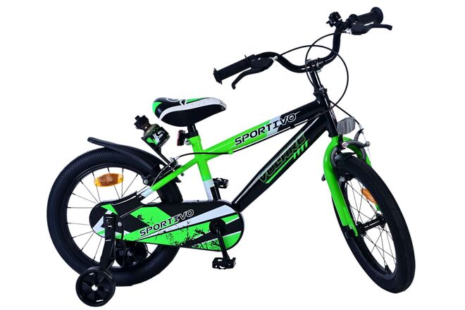 Volare Sportivo Kinderfahrrad – Jungen – 16 Zoll – Grün Schwarz – Zwei Handbremsen