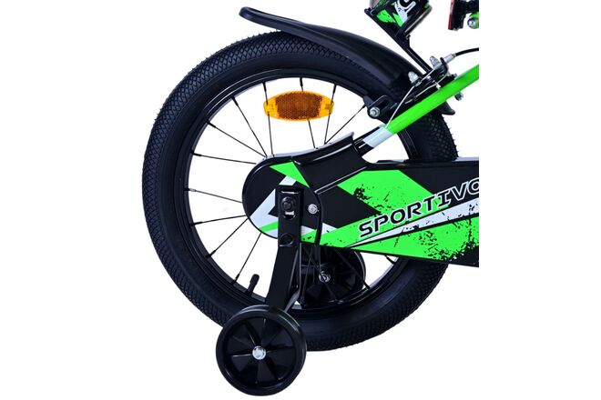 Volare Sportivo Kinderfahrrad – Jungen – 16 Zoll – Grün Schwarz – Zwei Handbremsen