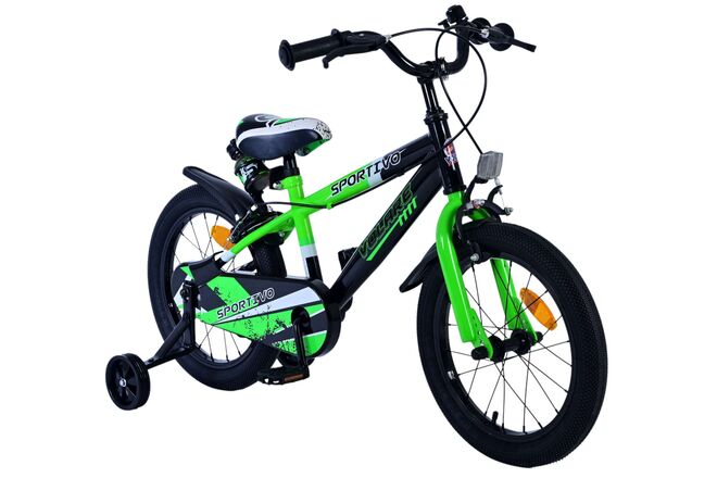 Volare Sportivo Kinderfahrrad – Jungen – 16 Zoll – Grün Schwarz – Zwei Handbremsen