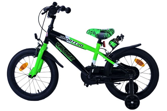 Volare Sportivo Kinderfahrrad – Jungen – 16 Zoll – Grün Schwarz – Zwei Handbremsen
