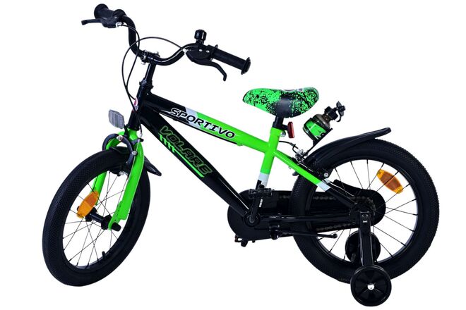 Volare Sportivo Kinderfahrrad – Jungen – 16 Zoll – Grün Schwarz – Zwei Handbremsen