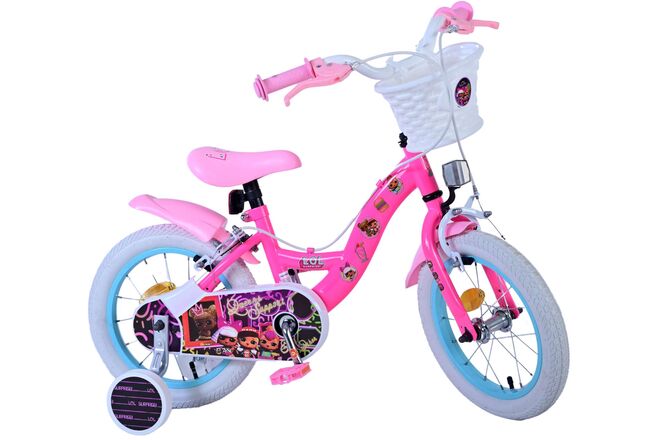 Dolls Kinderfiets - Meisjes - 14 inch - Roze - Twee handremmen