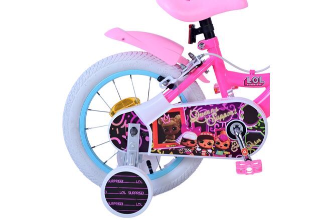 Dolls Kinderfiets - Meisjes - 14 inch - Roze - Twee handremmen