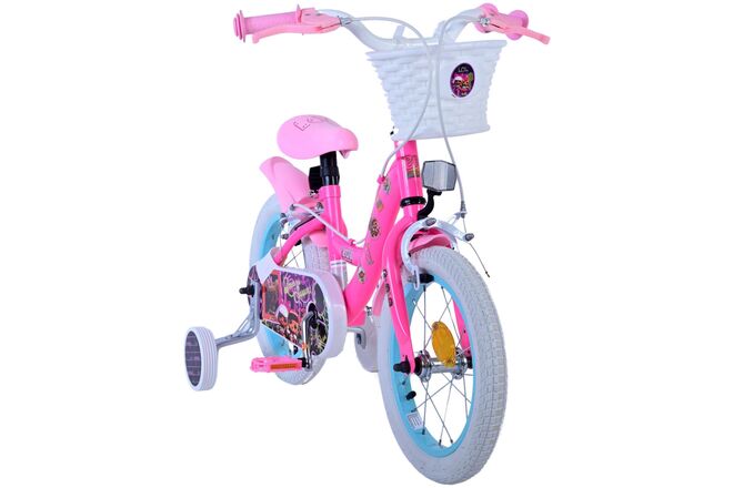 Dolls Kinderfiets - Meisjes - 14 inch - Roze - Twee handremmen