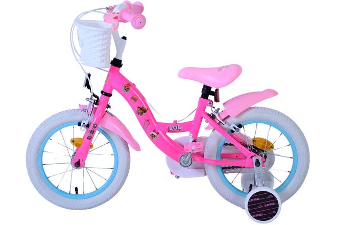 Dolls Kinderfiets - Meisjes - 14 inch - Roze - Twee handremmen