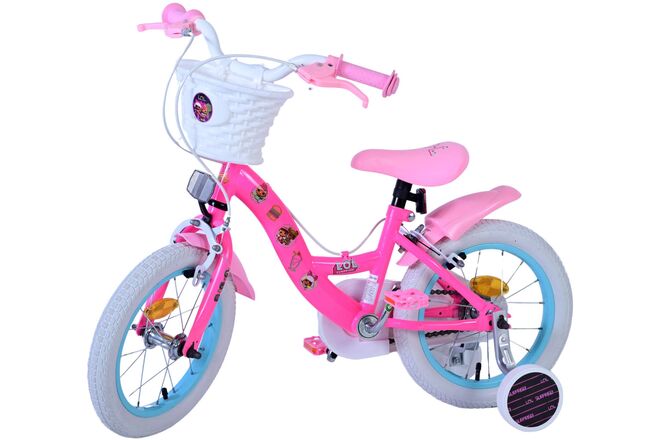 Dolls Kinderfiets - Meisjes - 14 inch - Roze - Twee handremmen