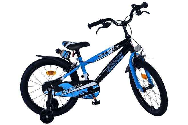 Volare Sportivo Kinderfahrrad - Jungen - 18 Zoll - Blau Schwarz - Zwei Handbremsen