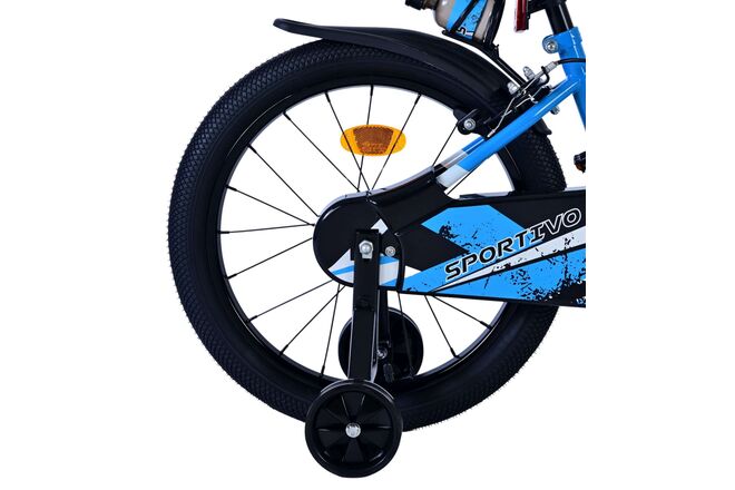 Volare Sportivo Kinderfahrrad - Jungen - 18 Zoll - Blau Schwarz - Zwei Handbremsen