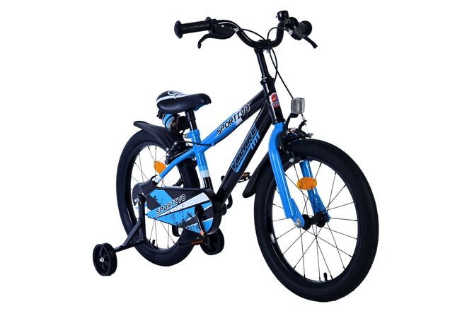 Volare Sportivo Kinderfahrrad - Jungen - 18 Zoll - Blau Schwarz - Zwei Handbremsen