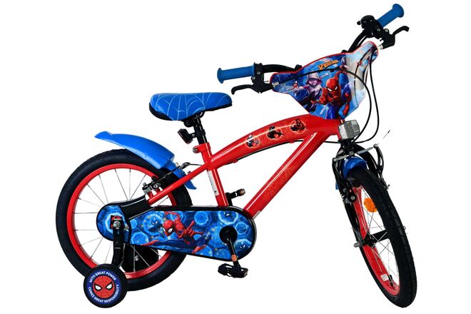 Spider-Man Kinderfiets - Jongens - 16 inch - Blauw/Rood - Twee handremmen