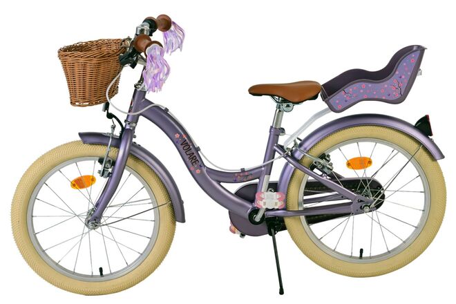 Volare Blossom Kinderfahrrad - Mädchen - 18 Zoll - Lila - Zwei Handbremsen