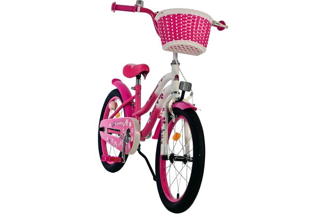 Volare Lovely Kinderfahrrad – Mädchen – 18 Zoll – Rosa Weiß
