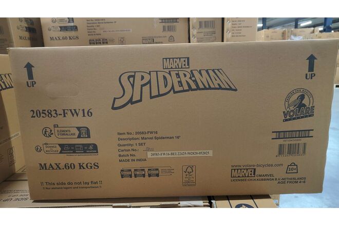 Spider-Man Kinderfahrrad - Jungen - 16 Zoll - Blau/Rot - Zwei Handbremsen