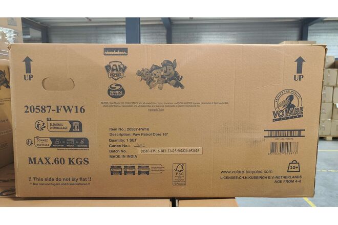 Paw Patrol Kinderfiets - Jongens - 16 inch - Rood - Twee handremmen