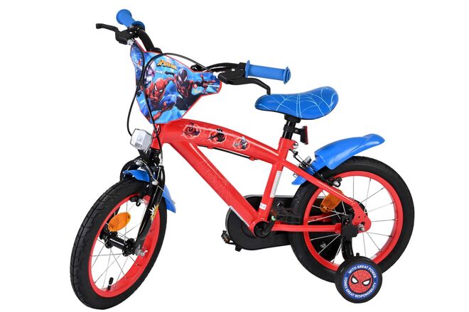 Spider-Man Kinderfiets - Jongens - 14 inch - Blauw/Rood - Twee handremmen