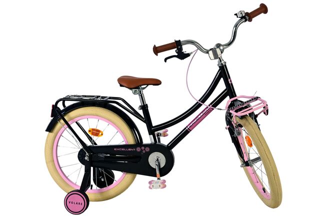Volare Excellent Kinderfiets - Meisjes - 18 inch - Zwart - 95% afgemonteerd