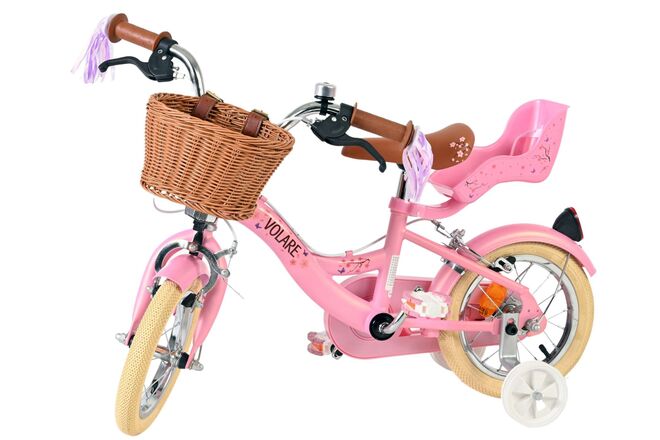 Volare Blossom Børnecykel - Piger - 12 tommer - Lyserød - To håndbremser