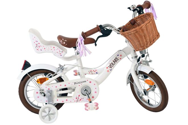 Volare Blossom Børnecykel - Pigecykel - 12 tommer - Hvid - To håndbremser