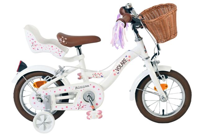 Volare Blossom Børnecykel - Pigecykel - 12 tommer - Hvid - To håndbremser