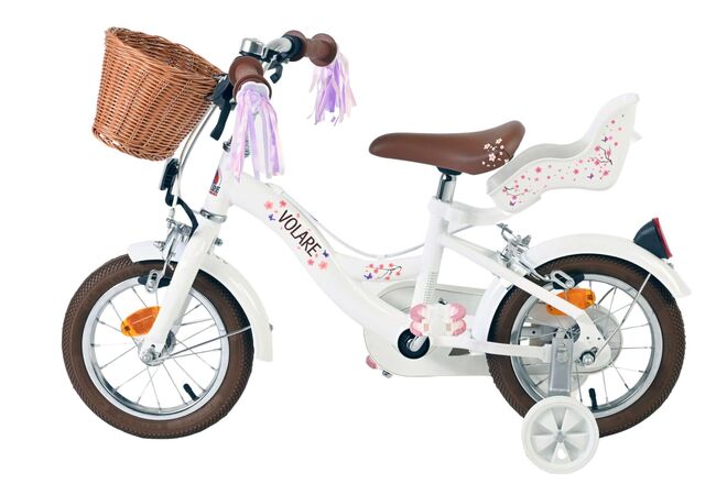 Volare Blossom Børnecykel - Pigecykel - 12 tommer - Hvid - To håndbremser
