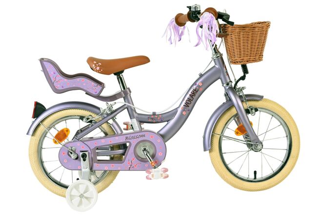 Volare Blossom Børnecykel - Pigecykel - 14 tommer - Lilla - To håndbremser