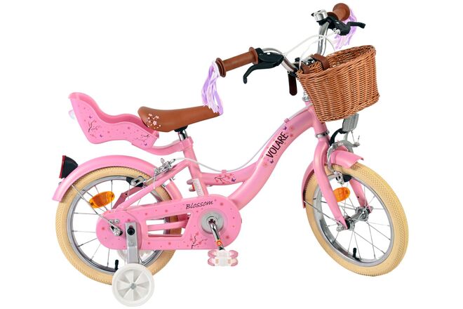 Volare Blossom Børnecykel - Pigecykel - 14 tommer - Pink - To håndbremser