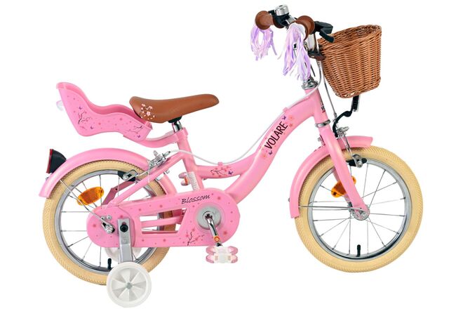 Volare Blossom Børnecykel - Pigecykel - 14 tommer - Pink - To håndbremser